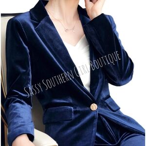 ⭐🆕Soft Velvet Navy Blue Blazer